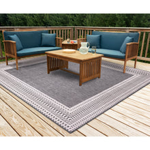 Load image into Gallery viewer, Liora Manne Malibu Etched Border Indoor Outdoor Area Rug Charcoal