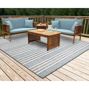 Liora Manne Malibu Faded Stripe Indoor Outdoor Area Rug Aqua