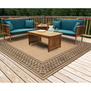 Liora Manne Sahara Diamond Border Indoor Outdoor Area Rug Natural