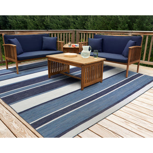 Liora Manne Sorrento Boat Stripe Indoor Outdoor Area Rug Navy