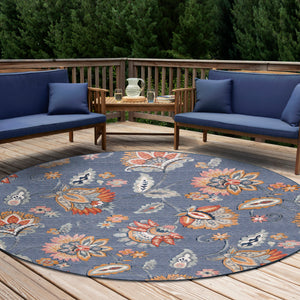 Liora Manne Canyon Ornamental Flower Indoor Outdoor Area Rug Navy