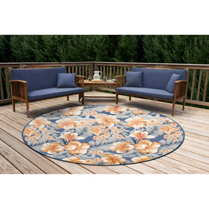 Liora Manne Canyon Tropical Floral Indoor Outdoor Area Rug Navy