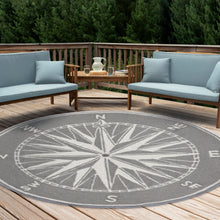 Load image into Gallery viewer, Liora Manne Frontporch Compass Indoor Outdoor Area Rug Grey