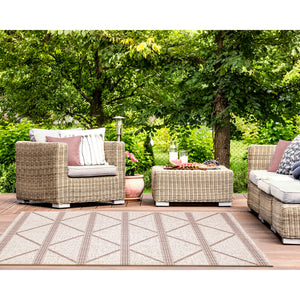 Liora Manne Avena Diamond  Stripe Indoor Outdoor Area Rug Ivory
