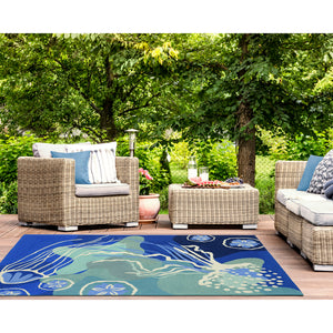 Liora Manne Capri Jelly Fish Indoor Outdoor Area Rug Ocean