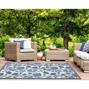 Liora Manne Capri Floral Vine Indoor Outdoor Area Rug Blue