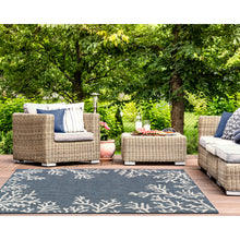 Load image into Gallery viewer, Liora Manne Carmel Coral Border Indoor Outdoor Area Rug Navy