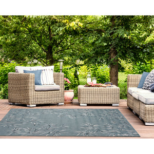 Liora Manne Carmel Bamboo Border Indoor Outdoor Area Rug Aqua