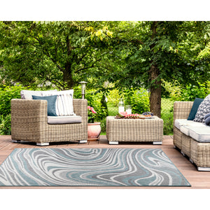 Liora Manne Malibu Waves Indoor Outdoor Area Rug Aqua