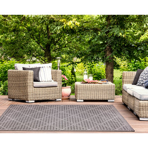 Liora Manne Malibu Checker Diamond Indoor Outdoor Area Rug Charcoal