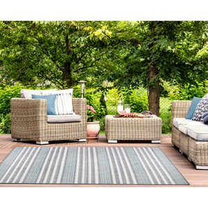 Liora Manne Malibu Faded Stripe Indoor Outdoor Area Rug Aqua