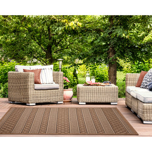 Liora Manne Monterey Tribal Stripe Indoor/Outdoor Rug Black