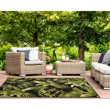 Load image into Gallery viewer, Liora Manne Marina Jungle Leaves Indoor Outdoor Rug Area Black