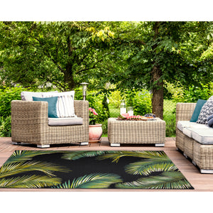 Liora Manne Marina Palm Border Indoor Outdoor Area Rug Black