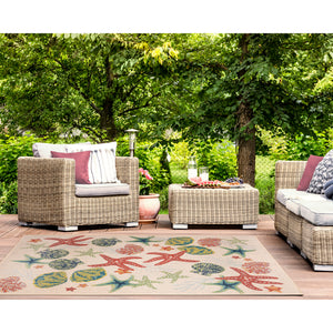 Liora Manne Patio Starfish Song Indoor Outdoor Area Rug Sand