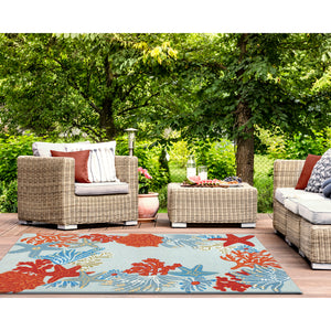 Liora Manne Ravella Ocean Scene Indoor Outdoor Area Rug Aqua