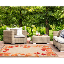 Load image into Gallery viewer, Liora Manne Ravella Falling Leaves Border Indoor Outdoor Area Rug Natural