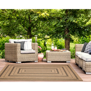 Liora Manne Sahara Multi Border Indoor Outdoor Area Rug Natural