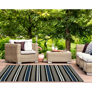 Liora Manne Sorrento Cabana Stripe Indoor Outdoor Area Rug Navy