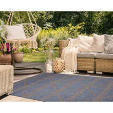 Load image into Gallery viewer, Liora Manne Avena Diamond Stripe Indoor Outdoor Area Rug Denim