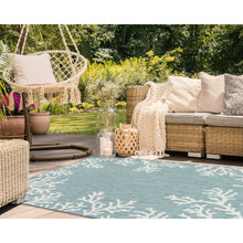 Load image into Gallery viewer, Liora Manne Carmel Coral Border Indoor Outdoor Area Rug Aqua
