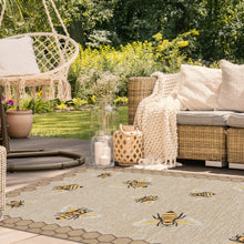 Load image into Gallery viewer, Liora Manne Frontporch Honeycomb Bee Indoor Outdoor Area Rug Natural