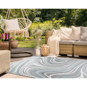 Liora Manne Malibu Waves Indoor Outdoor Area Rug Aqua