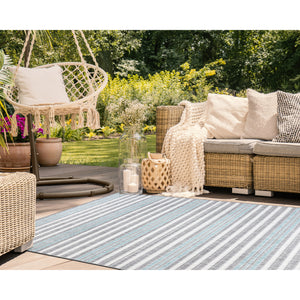 Liora Manne Malibu Faded Stripe Indoor Outdoor Area Rug Aqua