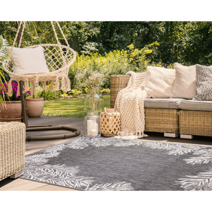 Liora Manne Malibu Pine Border Indoor Outdoor Area Rug Charcoal