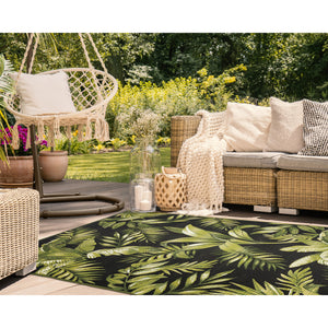 Liora Manne Marina Jungle Leaves Indoor Outdoor Rug Area Black