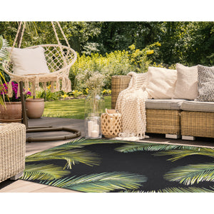 Liora Manne Marina Palm Border Indoor Outdoor Area Rug Black