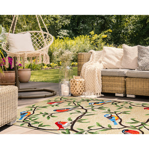 Liora Manne Ravella Birds On Branches Indoor Outdoor Area Rug Natural