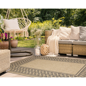 Liora Manne Sahara Diamond Border Indoor Outdoor Area Rug Natural