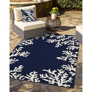 Liora Manne Frontporch Coral Indoor Outdoor Decorative Pillow Navy
