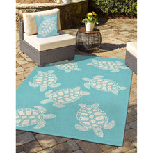 Load image into Gallery viewer, Liora Manne Capri Turtle Indoor Outdoor Area Rug Aqua