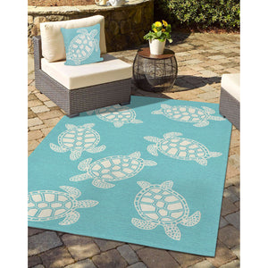 Liora Manne Capri Turtle Indoor Outdoor Area Rug Aqua