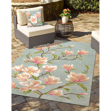 Load image into Gallery viewer, Liora Manne Frontporch Magnolia Indoor Outdoor Pillow Chambray