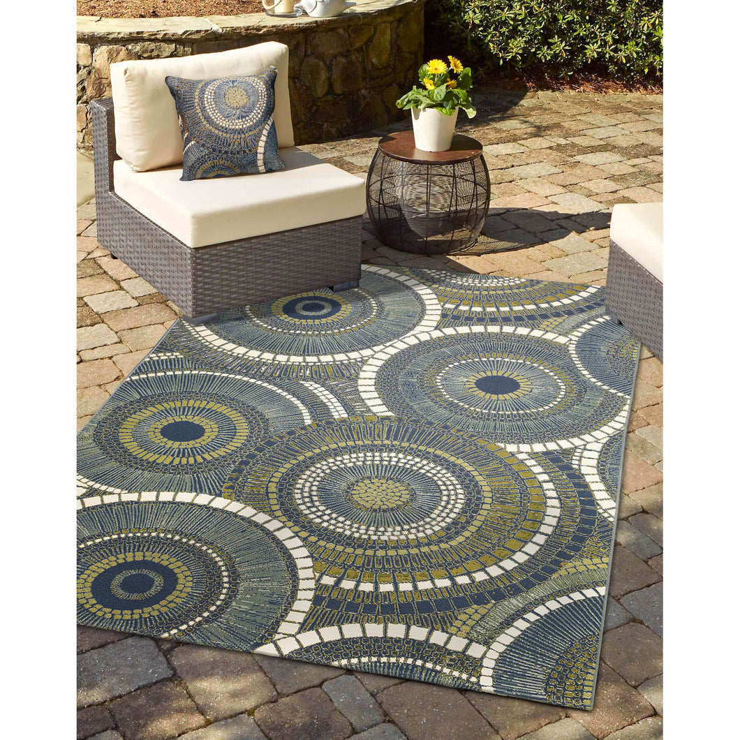 Liora Manne Marina Circles Indoor Outdoor Area Rug Azure