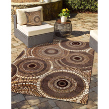 Load image into Gallery viewer, Liora Manne Marina Circles Indoor Outdoor Area Rug Brown