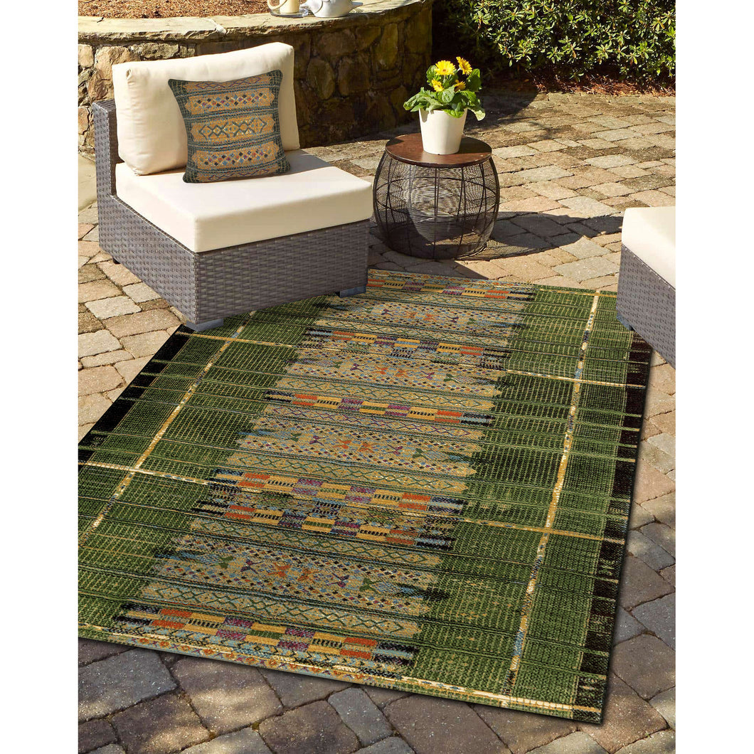 Liora Manne Marina Tribal Stripe Indoor Outdoor Area Rug Green