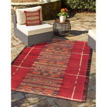 Load image into Gallery viewer, Liora Manne Marina Tribal Stripe Indoor Outdoor Area Rug Red