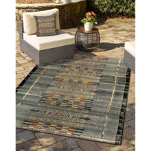 Load image into Gallery viewer, Liora Manne Marina Tribal Stripe Indoor Outdoor Area Rug Black