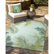 Load image into Gallery viewer, Liora Manne Marina Palm Border Indoor Outdoor Area Rug Aqua