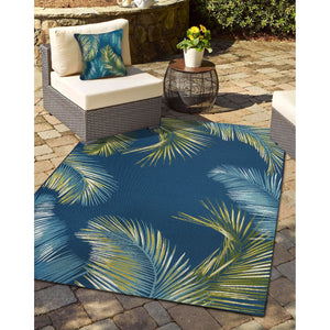 Liora Manne Marina Palm Border Indoor Outdoor Area Rug Navy