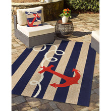 Load image into Gallery viewer, Liora Manne Frontporch Anchor Indoor Outdoor Area Rug Navy