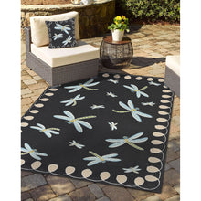 Load image into Gallery viewer, Liora Manne Frontporch Dragonfly Indoor Outdoor Area Rug Midnight