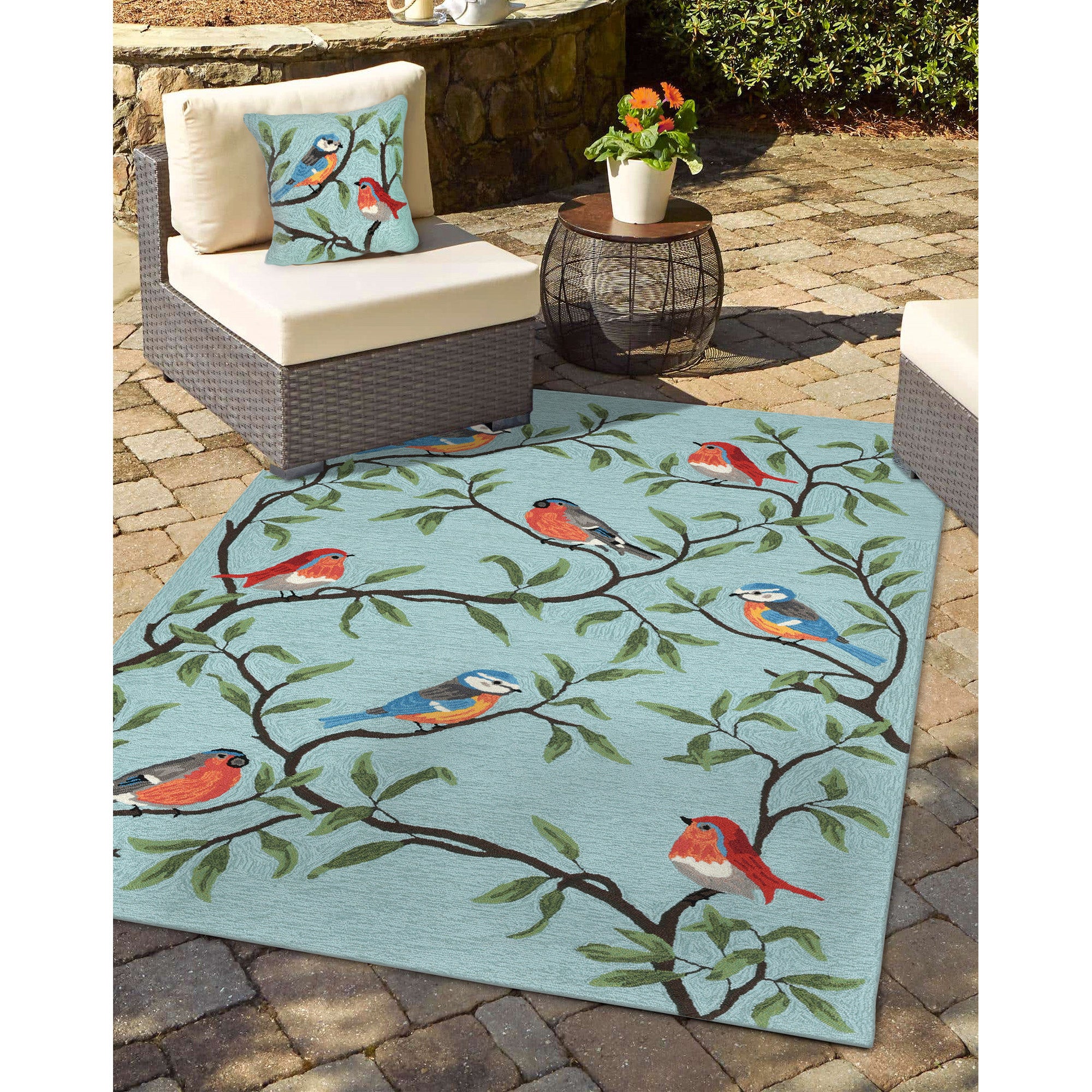 Birds on Branches Indoor Outdoor Rugs by Liora Manne