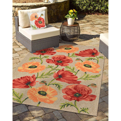 Liora Manne Ravella Icelandic Poppies Indoor Outdoor Area Rug Neutral