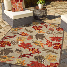 Load image into Gallery viewer, Liora Manne Ravella Falling Leaves Indoor Outdoor Area Rug Natural