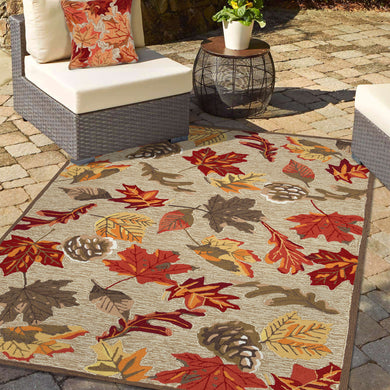 Liora Manne Ravella Falling Leaves Indoor Outdoor Area Rug Natural